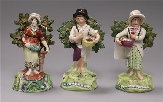 Three Walton pearlware bocage figures tallest 17.5cm